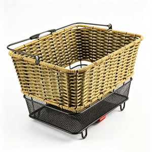 Rectangular Grey Brown Woven Metal Frame Bicycle Carry Basket-BJD-535-536-Eastek