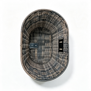 Oval Dark Brown Plastic Woven Bicycle Storage Basket-BJD-529-Eastek