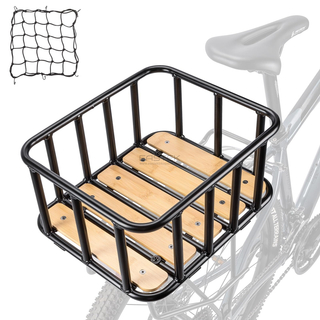 Wooden Base Rear Bicycle Basket with Cargo Net and Cover BJB-501 Eastek