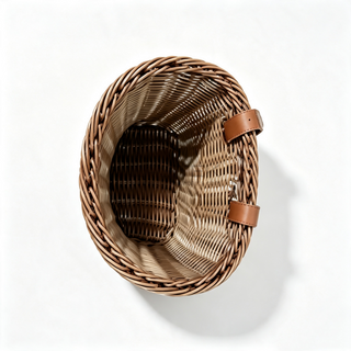 Round Brown Plastic Woven Bicycle Basket-BJD-524-Eastek