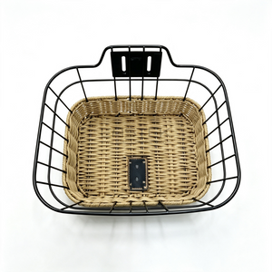 Rectangular Metal Framed Woven Bicycle Storage Basket-BJD-533-Eastek