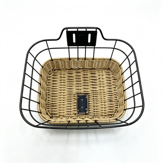 Rectangular Metal Framed Woven Bicycle Storage Basket-BJD-533-Eastek