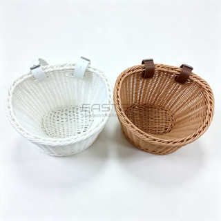 Oval White Brown Plastic Woven Bicycle Storage Basket-BJD-525-Eastek