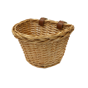 Oval Wicker Bicycle Basket with Leather Straps-BJE-202-Eastek
