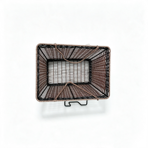 Rectangular Brown Plastic Woven Quick Release Bicycle Basket-BJD-527-Eastek