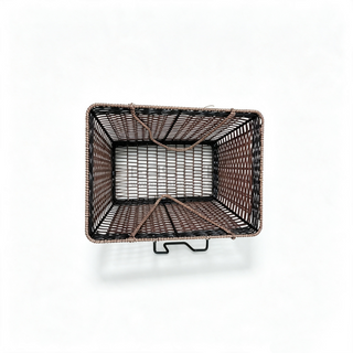 Rectangular Brown Plastic Woven Quick Release Bicycle Basket-BJD-527-Eastek