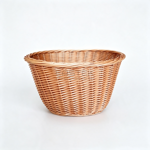 Oval Reddish-Brown Wicker Front Cycle Storage Basket-BJE-109-Eastek